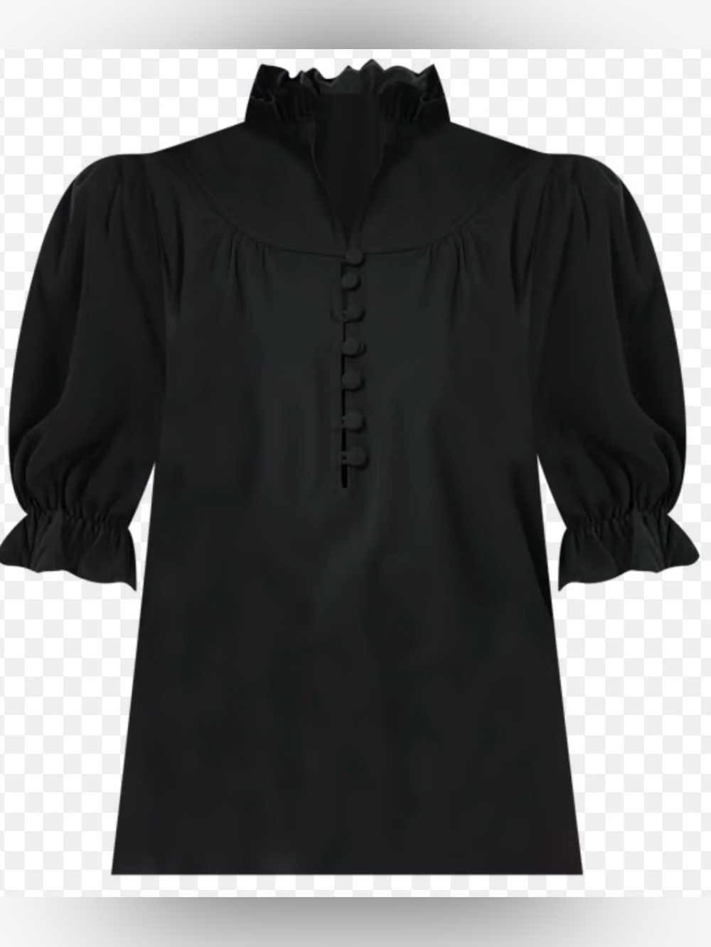 NWOT Tuckernuck Pomander Place Black Ruffled Neck Puff Sleeve Blouse